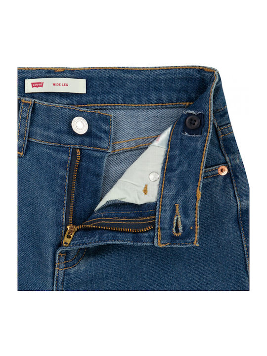 High Waist Women's Jean Trousers in Loose Fit Dark Blue