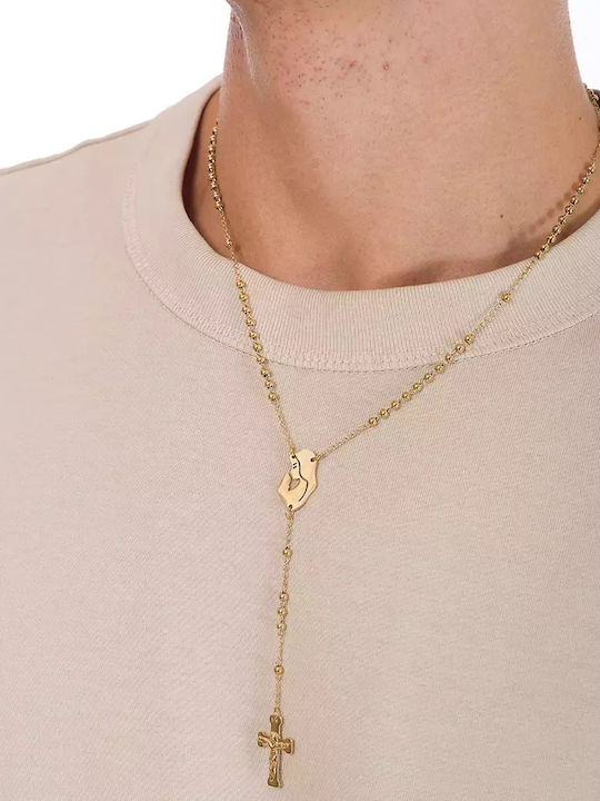 Oxzen Women's Cross with the Crucified from Steel with Chain