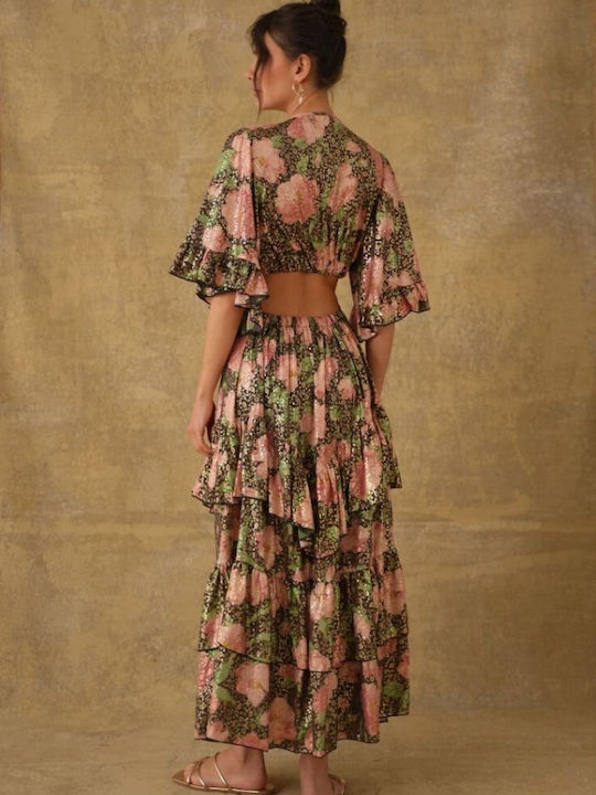 Sommer Maxi Kleid mit Rüschen Blumen