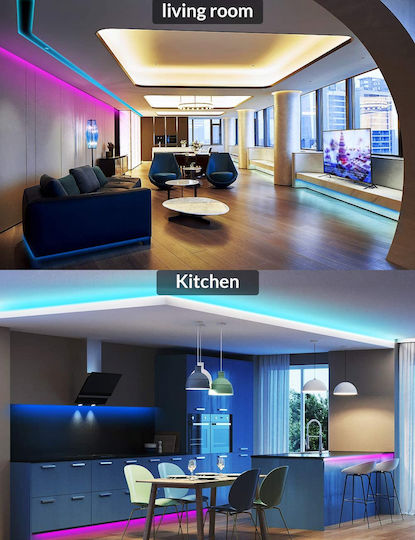 LED-Streifen 220V RGB Licht 2x5m Typ SMD5050 mit Netzteil & Fernbedienung
