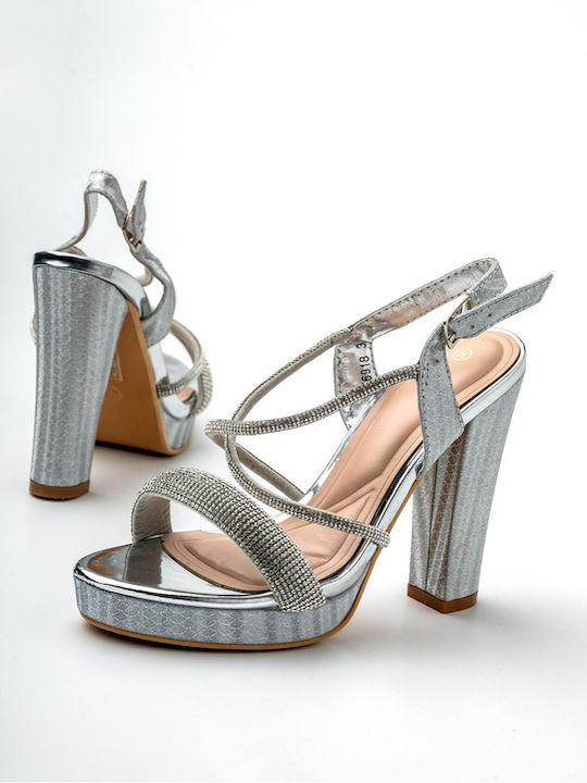 Sandals with Strass Silver