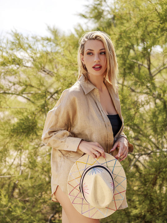 LiebeQueen Γυναικείο Ψάθινο Καπέλο Μπεζ