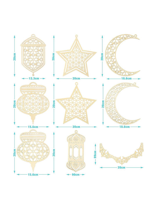 Ramadan Kareem Висяща Украса Микс украси Бял Комплект 9бр