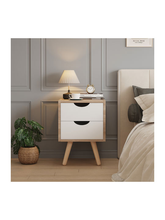 Bedside Table Dinkl Wooden Beige 29.7x29.7x45cm
