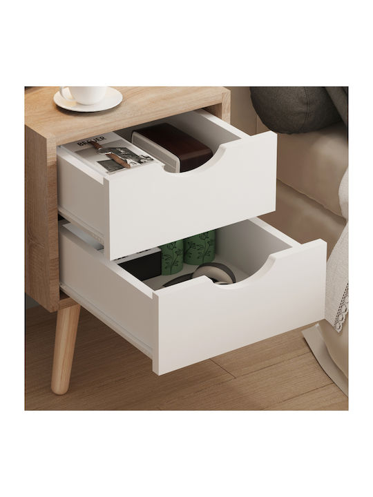 Bedside Table Dinkl Wooden Beige 29.7x29.7x45cm