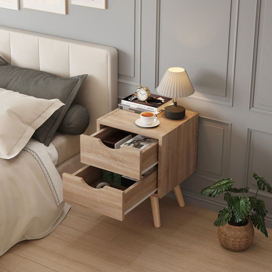 Bedside Table Dinkl Wooden Beige 29.7x29.7x45cm