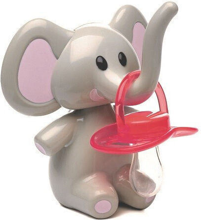 Melii Θήκη Πιπίλας Apple, Elephant με Ζωάκια από Πλαστικό Pink Ears Γκρι