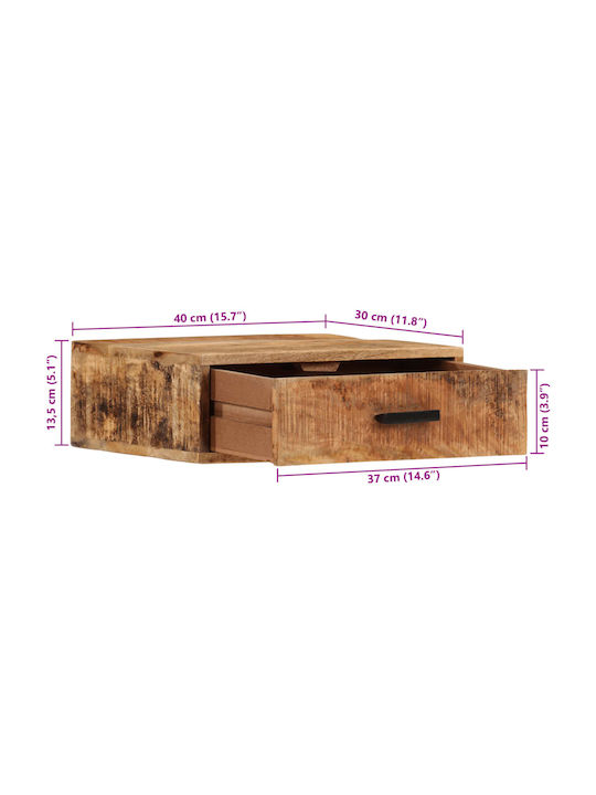 Κομοδίνο από Μασίφ Ξύλο Καφέ 40x30x13.5cm
