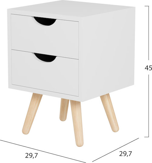 Nachttisch Dinkl Weiß 29.7x29.7x45cm