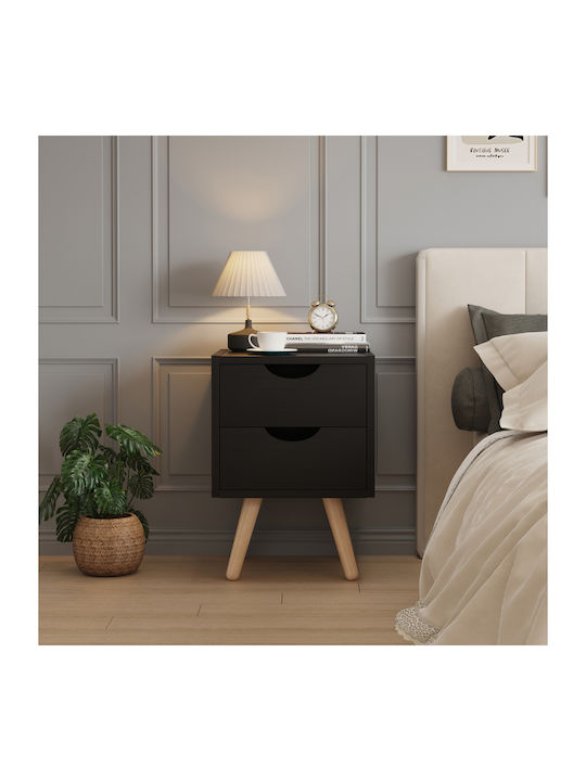 Bedside Table Dinkl Wooden Brown 29.7x29.7x45cm
