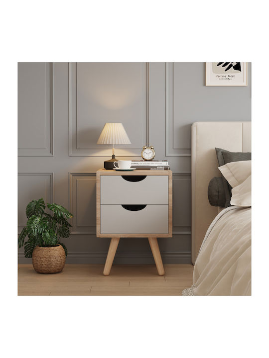Bedside Table Dinkl Wooden Beige 29.7x29.7x45cm