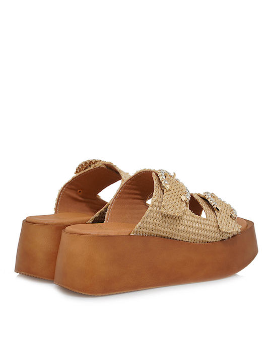 Damenplattformen Beige
