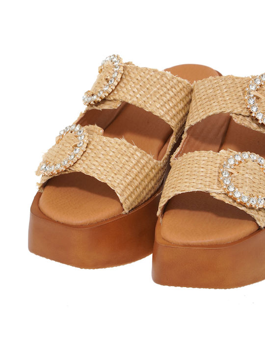 Damenplattformen Beige