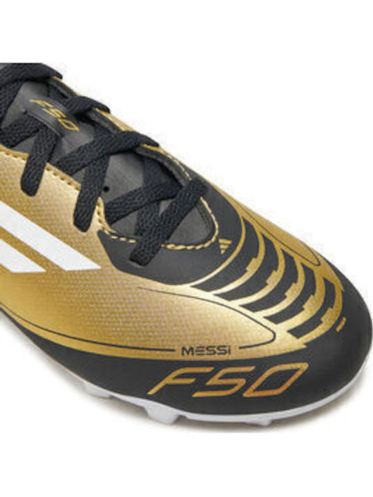F50 Club Messi Kids Molded Soccer Shoes Gold Metallic / Cloud White / Core Black