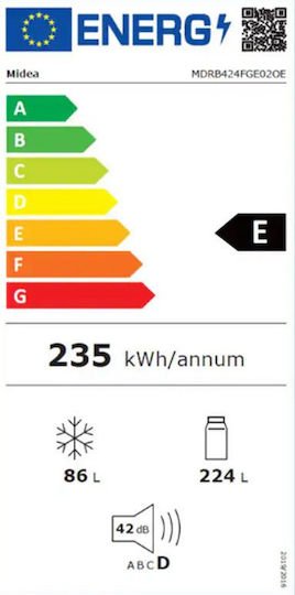 Midea Ψυγειοκαταψύκτης 310lt Total NoFrost Υ188xΠ59.5xΒ63εκ. Inox MDRB424FGE02OE