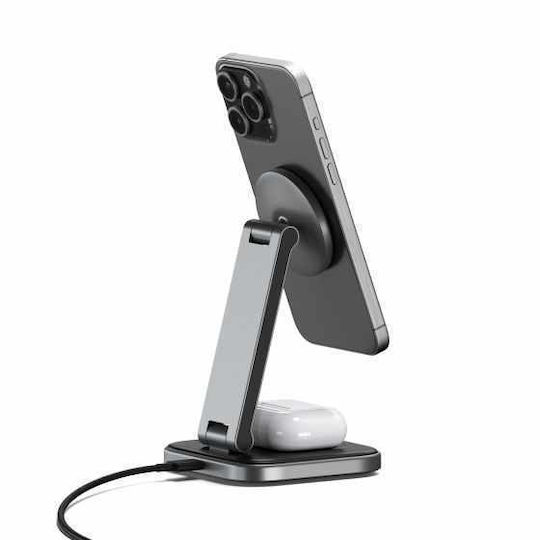 Satechi Ασύρματος Φορτιστής Qi2 15W Γκρι (2-in-1 Foldable)