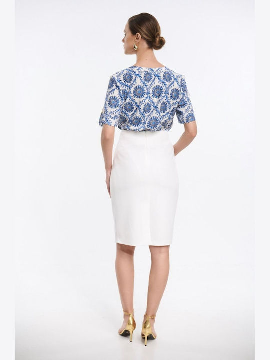 Set with High-waisted Skirt white
