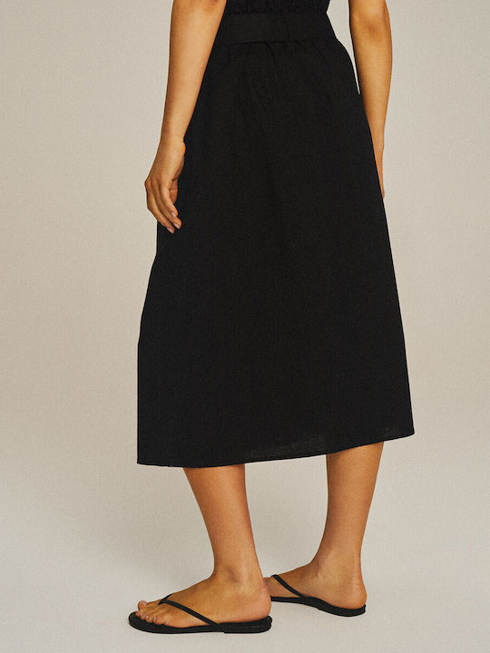 Diverse System Linen Skirt Black