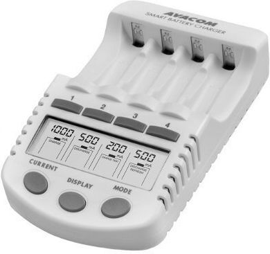Avacom NASP-4AW-LCD Încărcător 4 Baterii Ni-Cd/Ni-MH Dimensiune AA/AAA în culoarea Alb