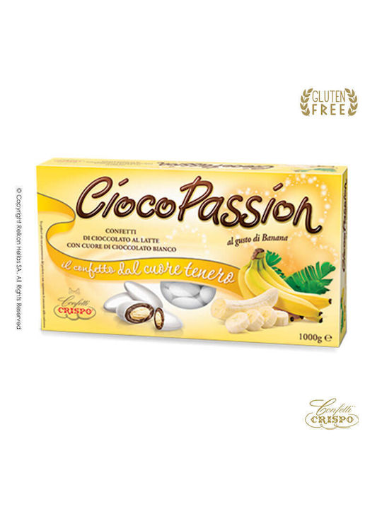 Confetti Crispo Κουφέτα Cioco Passion σε Σχήμα Οβάλ Πλακέ με Γεύση Μπανάνα Λευκό 1000gr