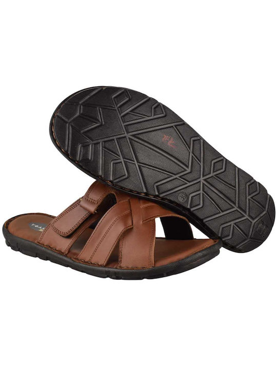 Yfantidis Leder Herrensandalen in Braun Farbe