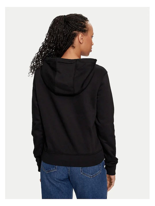 Damen Sweatshirtjacke Kapuzen Schwarz