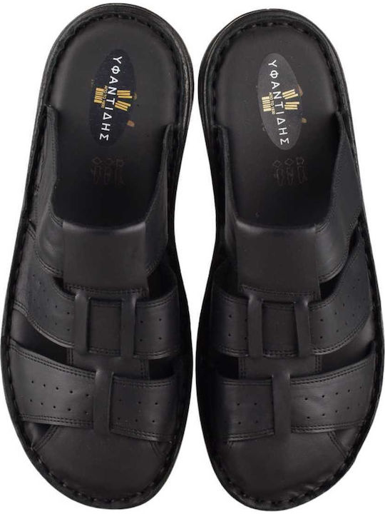 Leder Herrensandalen in Schwarz Farbe