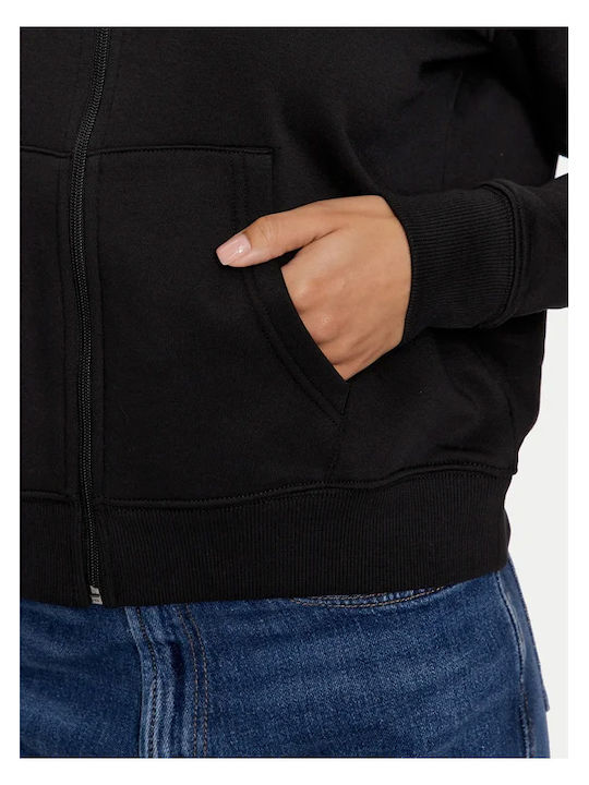 Damen Sweatshirtjacke Kapuzen Schwarz