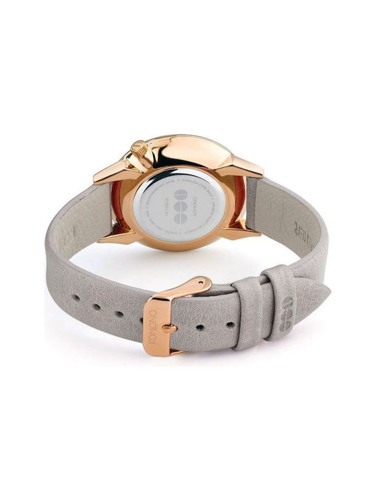 Komono Estelle Mirror Watch with Gray Leather Strap