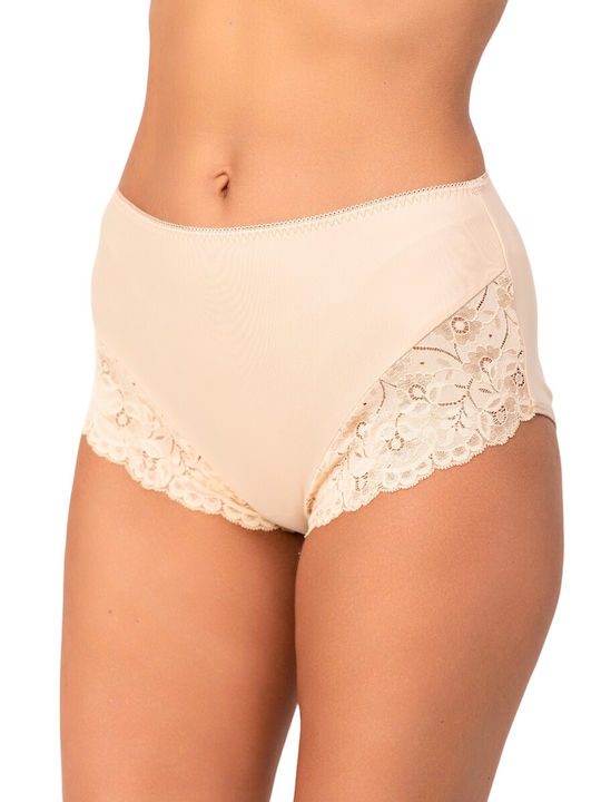 Avangard High-waisted Women's Slip with Lace Beige