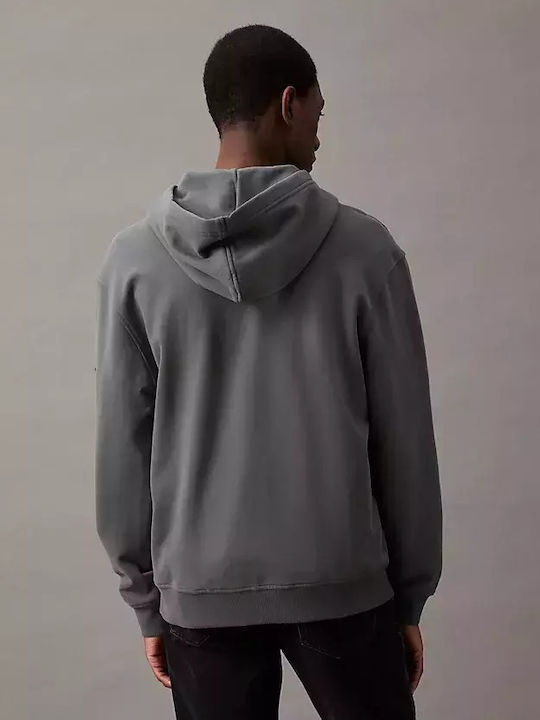 Calvin Klein Men's Sweatshirt Jacket with Hood Gray