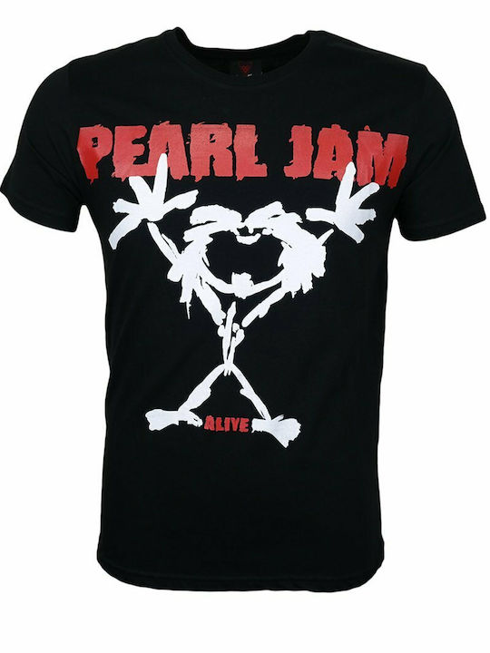 Rock Avenue Pearl Jam Alive T-shirt Black Cotton
