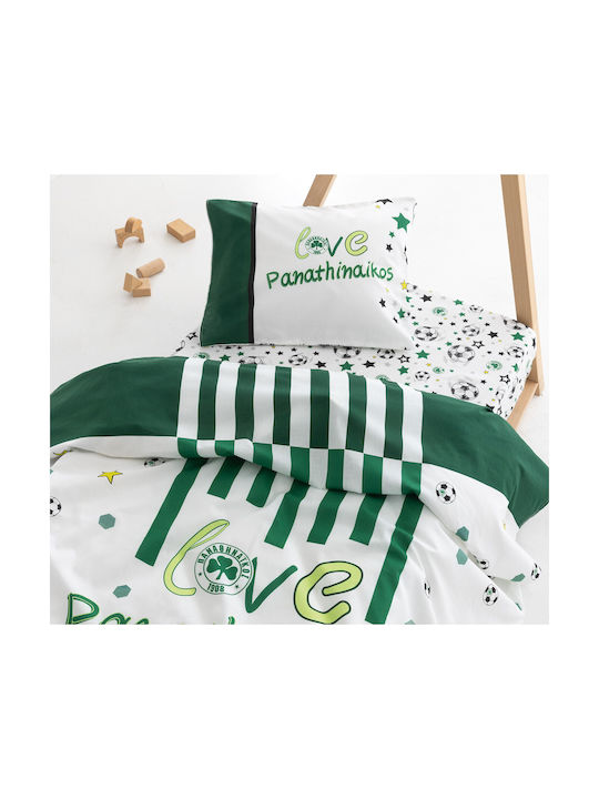 Palamaiki Baby Sheets Set Crib Cotton Fitted Green and white