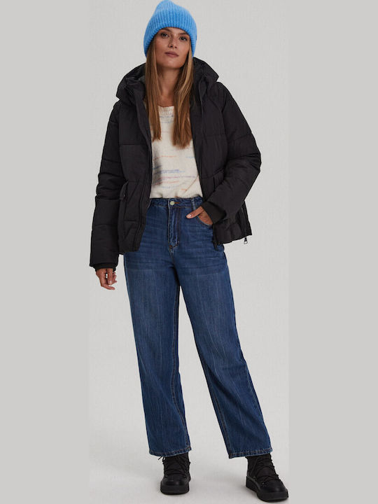 Kurz Damen Ärmellos Puffer Jacke für Winter Black