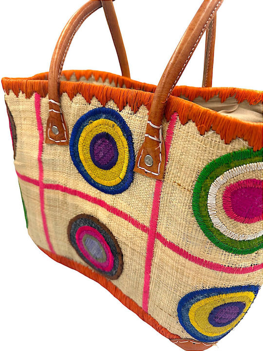 Mohicans Black Line Stroh Strandtasche Beige