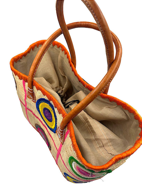 Mohicans Black Line Stroh Strandtasche Beige