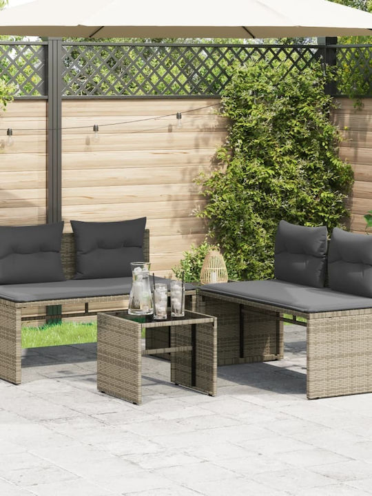 Set Outdoor Lounge Grey with Pillows 4pcs