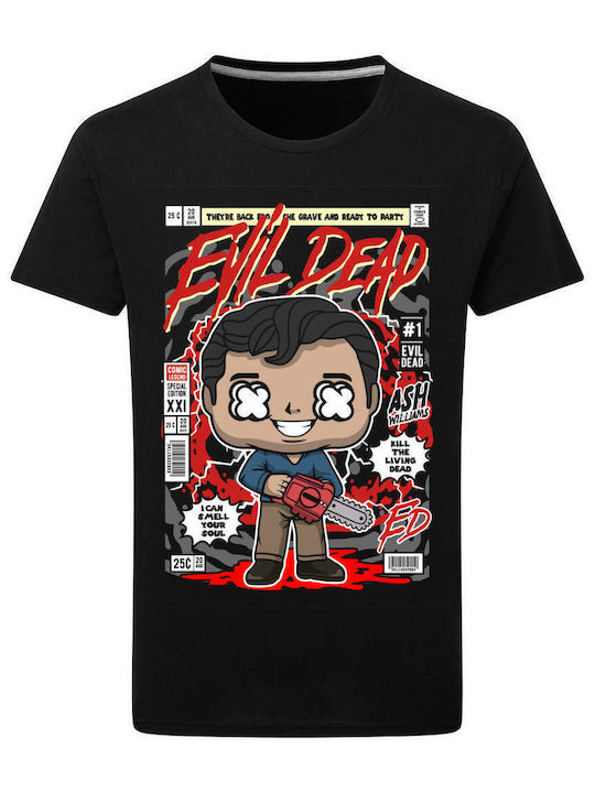 Pop Culture Ash Evil Dead Θεματική Μπλούζα με Στάμπα Μαύρη