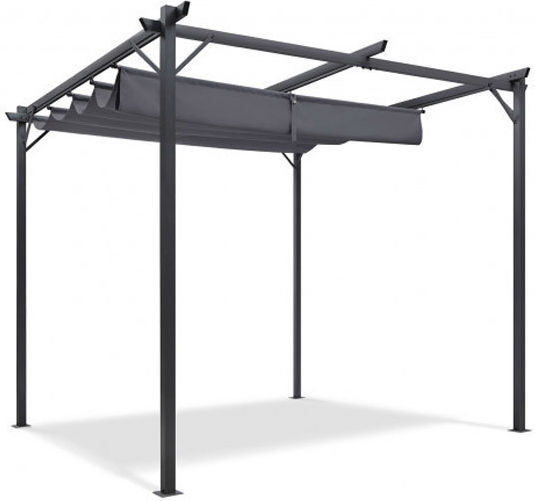Gartenlaube Aus Metall Mit Decke In Grau Farbe 290x290x220cm