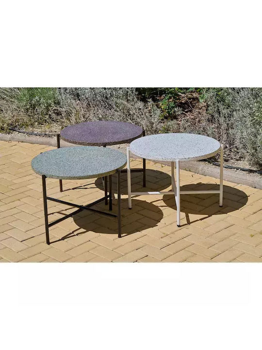 Sitting Room Outdoor Free Standing Metal Table Dark Brown 60x60xcm