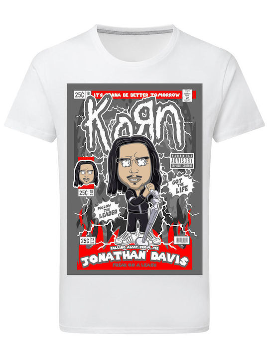 Jonathan Davis Korn Θεματική Μπλούζα με Στάμπα Λευκή