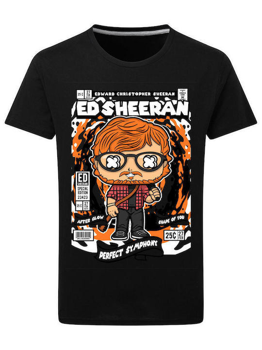 Pop Culture Ed Sheeran Θεματική Μπλούζα με Στάμπα Μαύρη