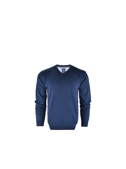 Redmond Men's Long Sleeve Sweater with V-Neck Navy Blue