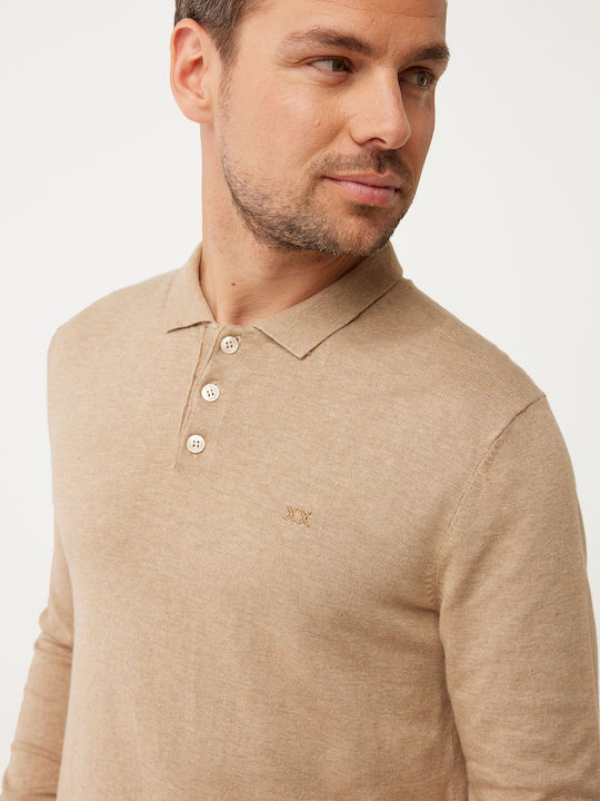 Polo Langarm-Pullover Beige