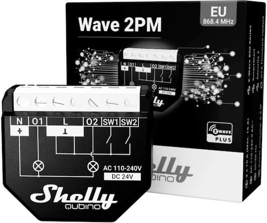 Shelly Wave 2pm Smart Switch 2 Καναλιών Z-Wave 10A
