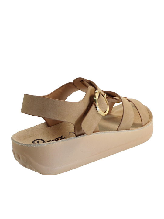 Women's Flat Sandals in Brown Color