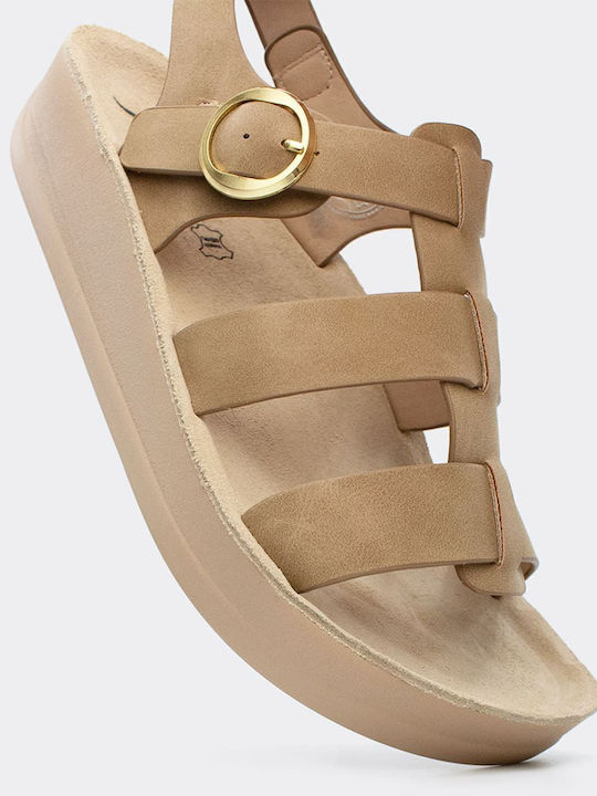 Women's Flat Sandals in Brown Color