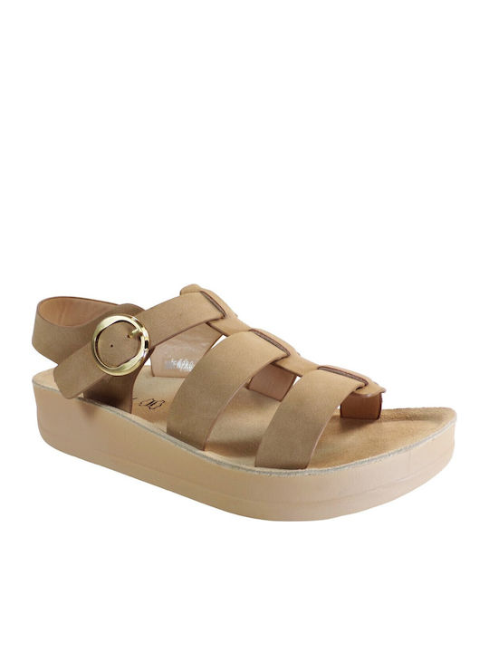 Women's Flat Sandals in Brown Color