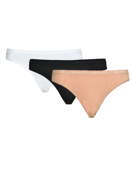 Apple Boxer 0220240Ε Baumwolle Damen Zeichenfolge 3Pack Beige/Black/White APP-0220240