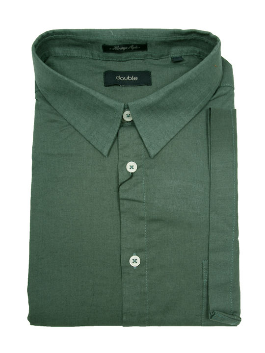 Double Men's Shirt Short Sleeve Linen Green